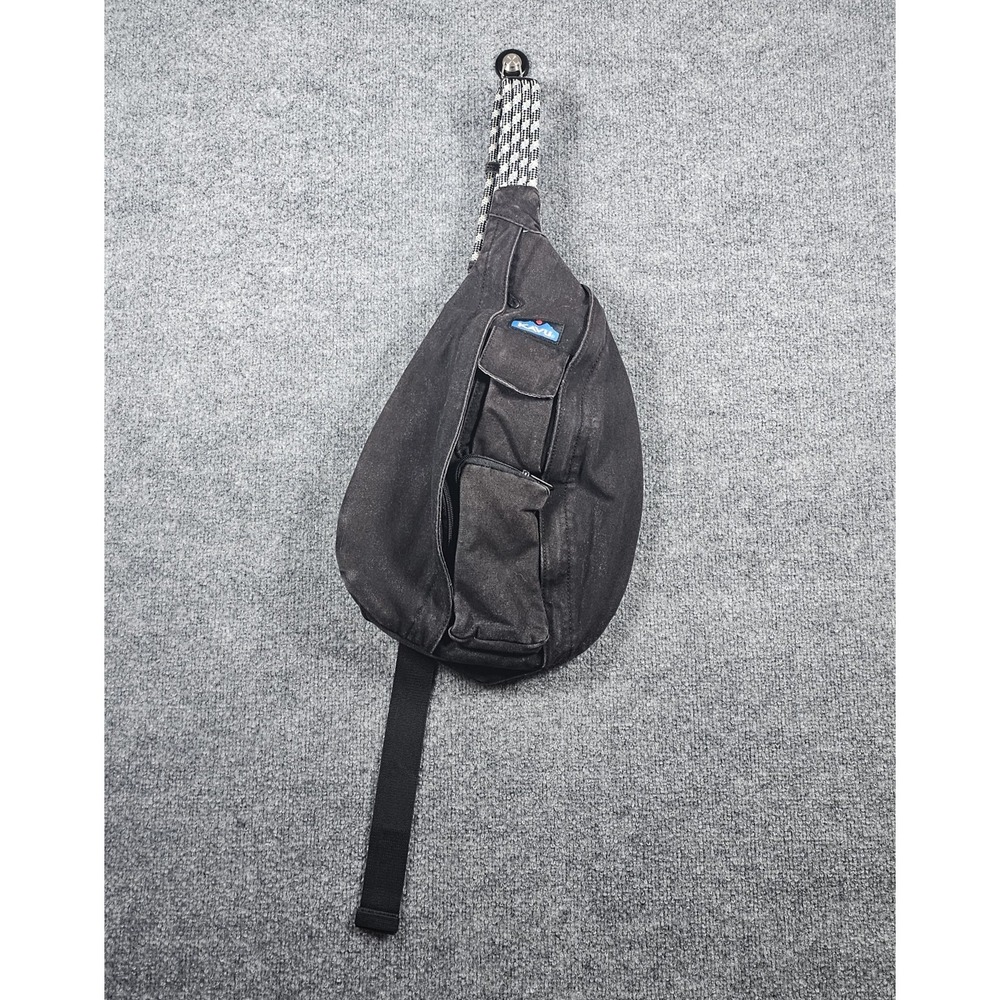 Kavu Rope Sling Bag Faded Black Outer Pockets Gorpcore